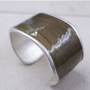 Lia Sophia "Shifting Tide" Brown and Silver slip on cuff